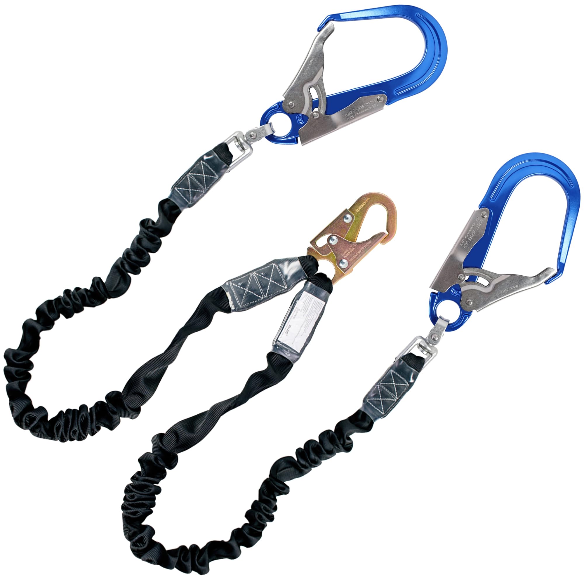 UIANSP 6ft Safety Lanyard Double Leg Internal Shock Absorbing
